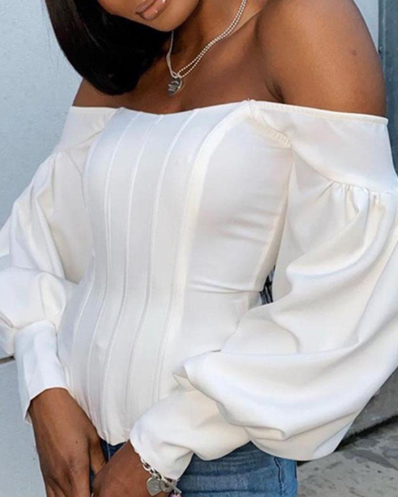 One-line Neck Lantern Sleeve Top测试 add to